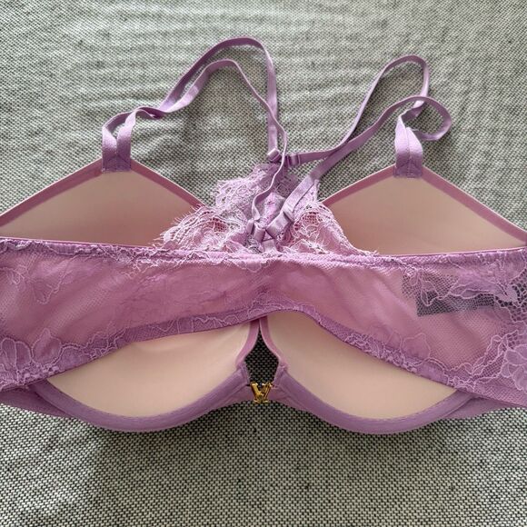 Victoria's Secret Very Sexy Push Up Bra 36D Pink Womens  Front Close Lace Back - Picture 5 of 9